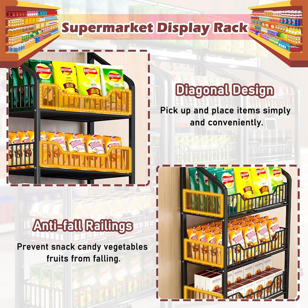 Commercial Supermarket Shelf Display Rack 4 5 Tier, Floor-Standing Snacks/Med...