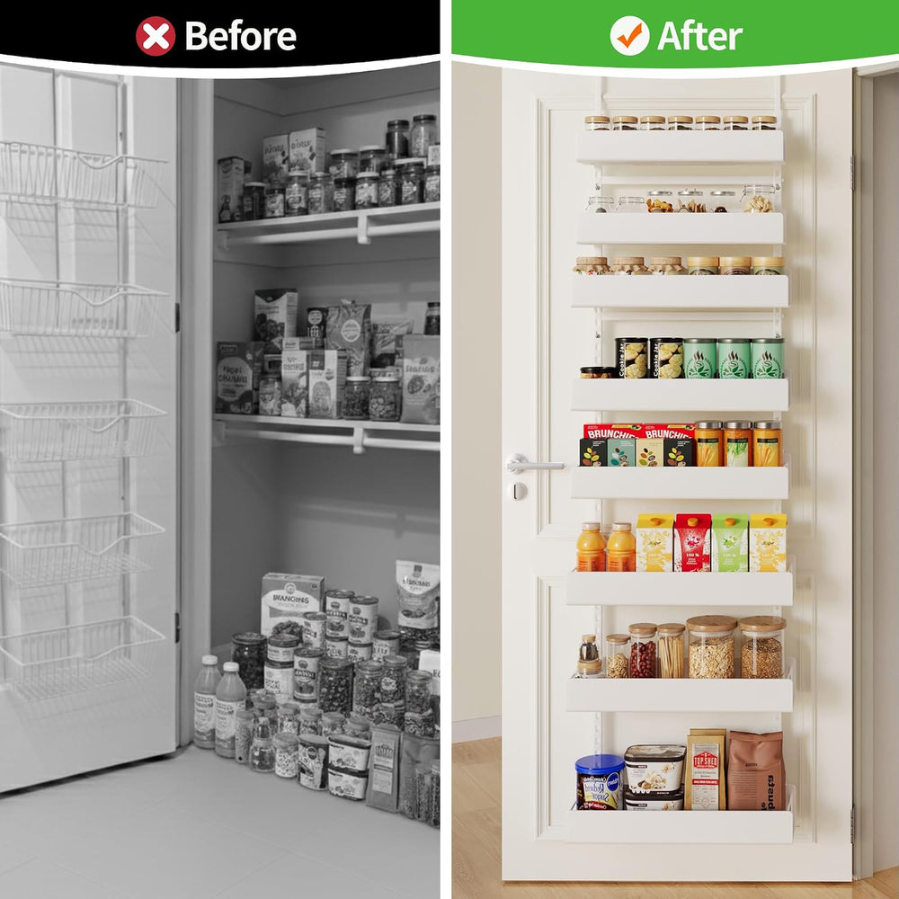 8-Tier Over Door Pantry Organizer, Metal Hanging Storage Rack for Kitchen Bed...