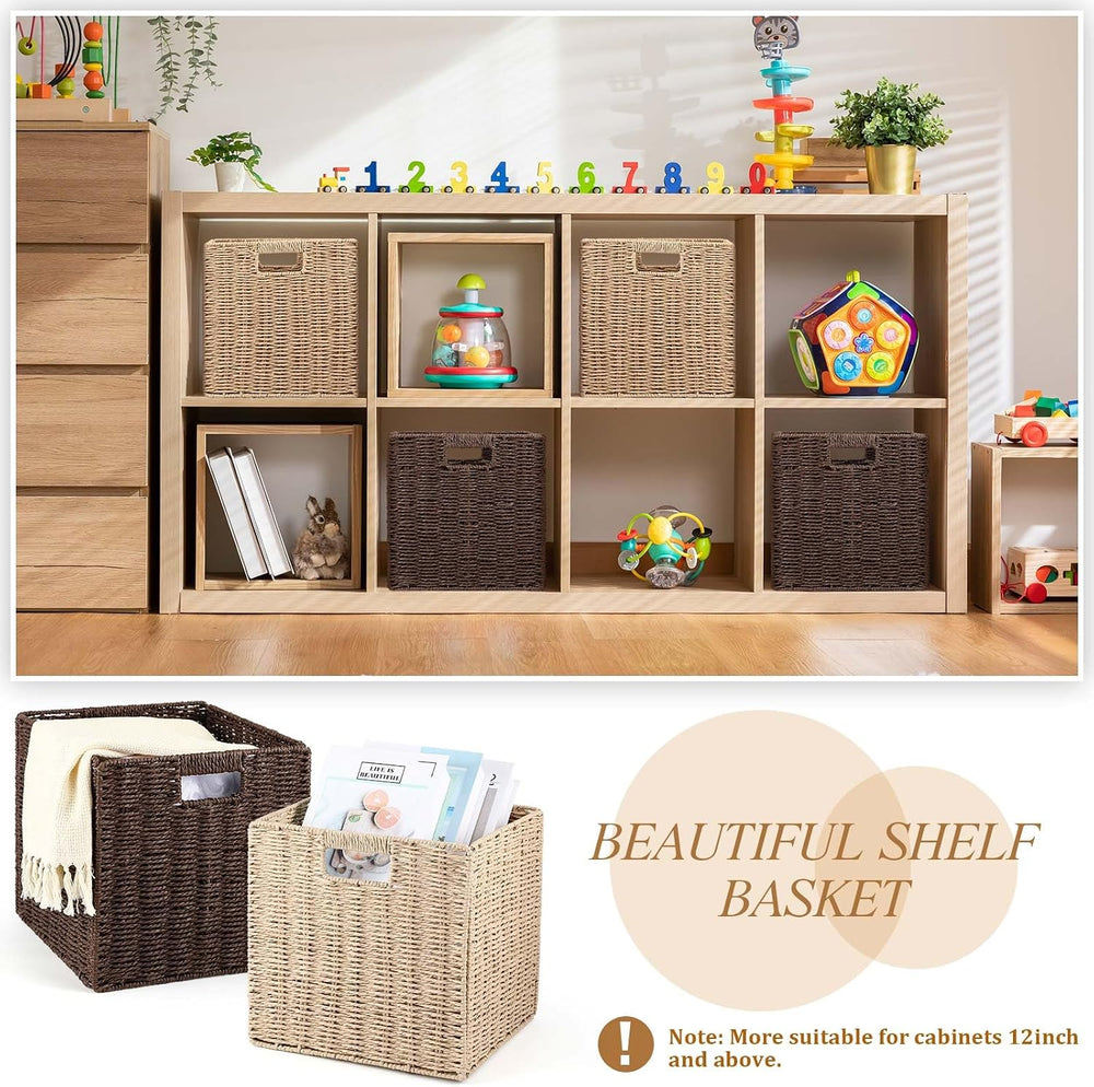 Vesici 12 Pcs Wicker Baskets for Organizing Wicker Storage Cube Storage Beige...