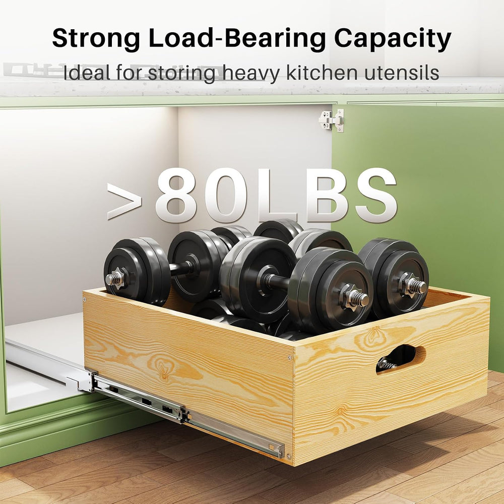 Pull Out Cabinet Organizer, Soft Close Slide Out Solid Wooden Drawers(15"...