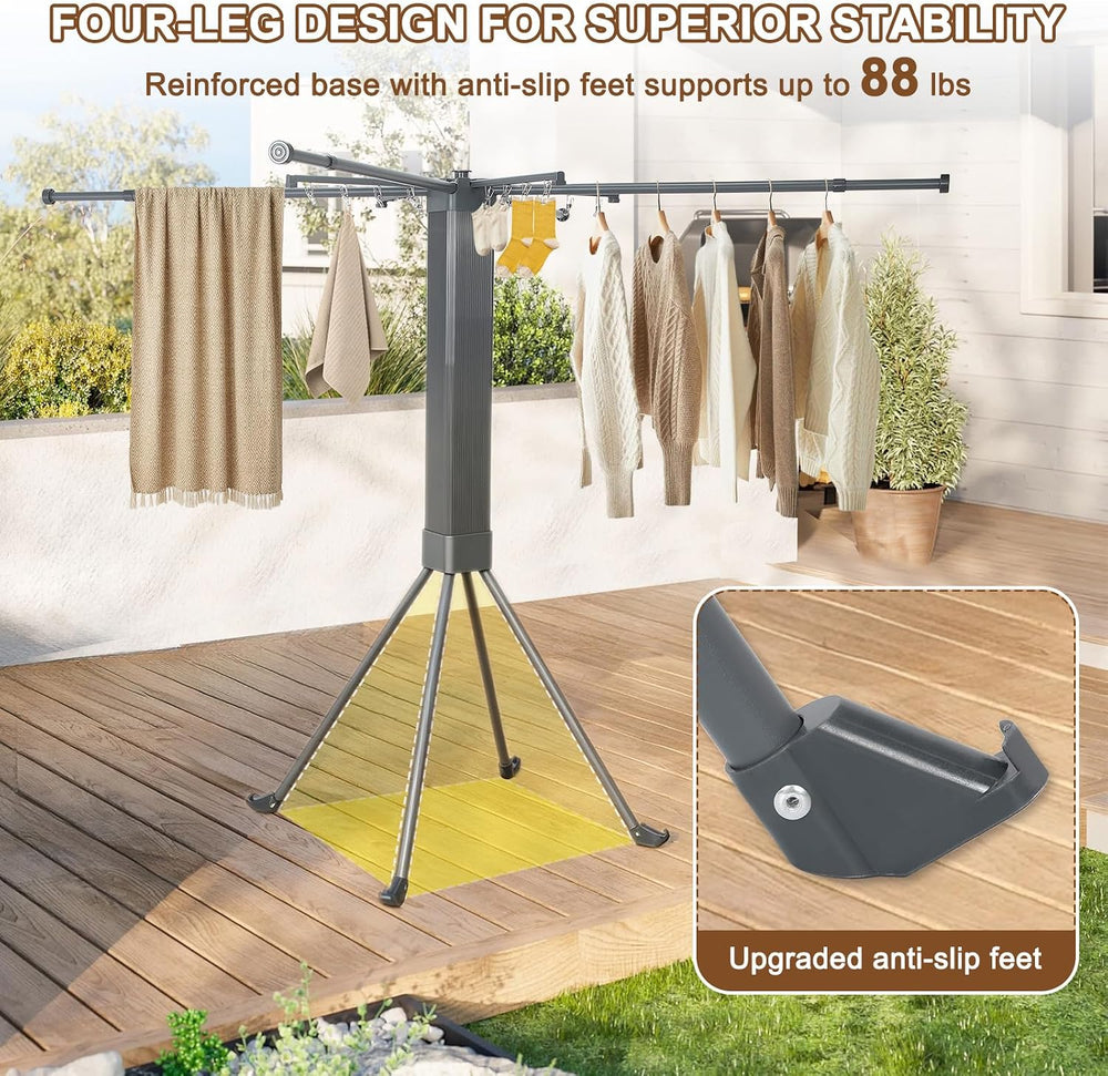 4-Legged Clothes Drying Rack Foldable Extending Laundry Rack,Grey