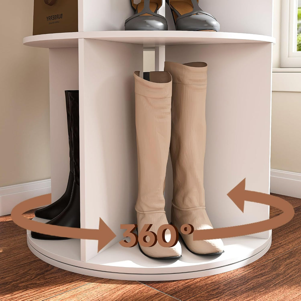 Runboll 6-Tier Rotating Shoe Rack Tower Spinning Shoe Display Lazy Susan Stor...