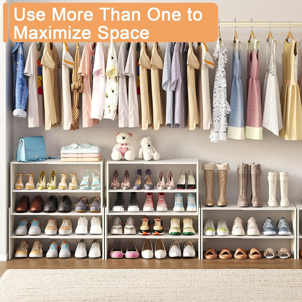 X-cosrack 2 Pack 2-Tier Shoe Rack Organizer for Closet, Expandable and Adjust...
