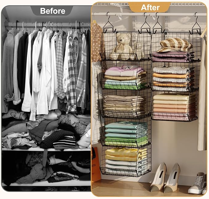 6 Tier Closet Hanging Organizer, Clothes Hanging Shelves