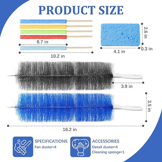 10Pcs Floor Fan Cleaning Brush Set, Bendable Fan Duster, Microfiber Detail - Image 2