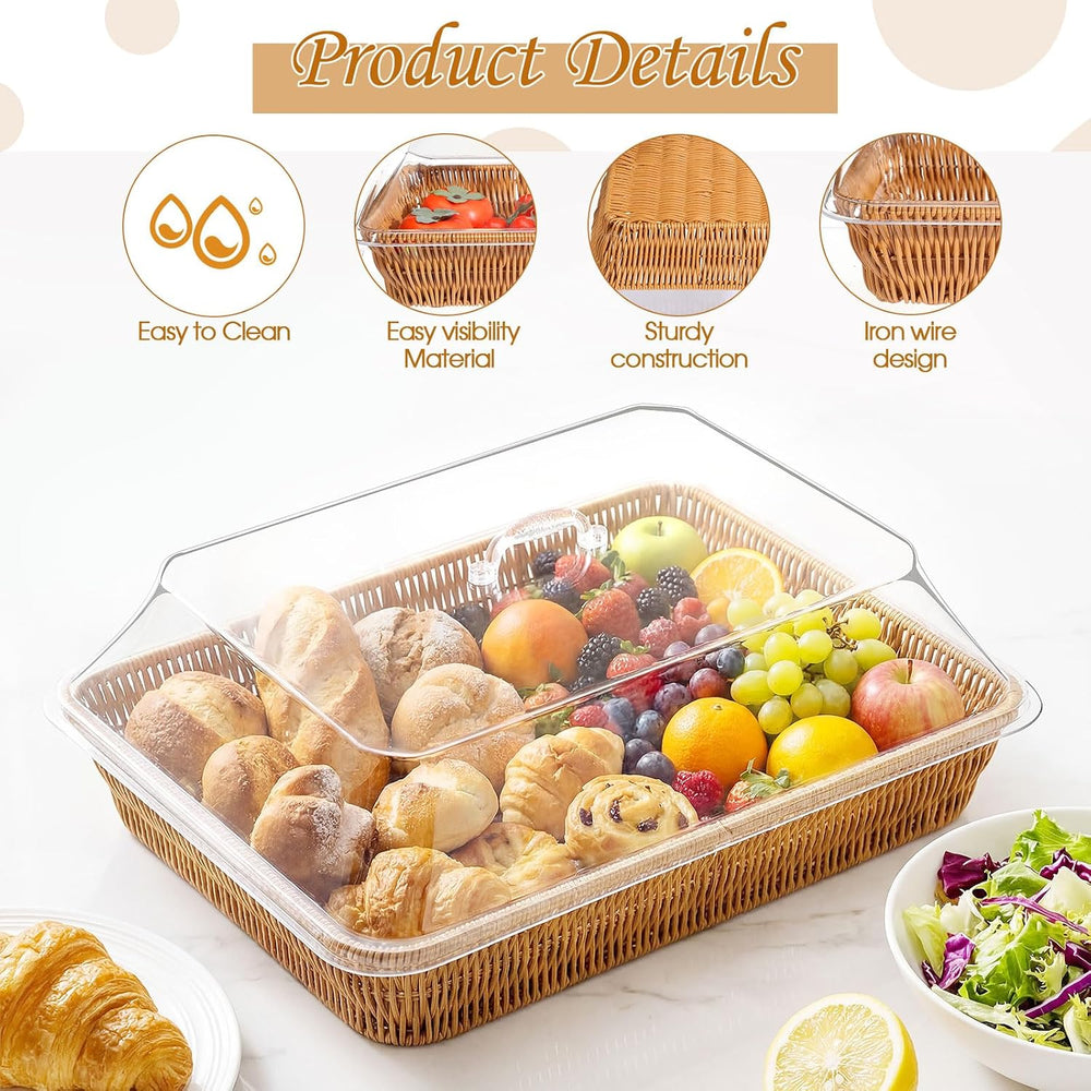 Ziliny 2 Set Wicker Bread Basket forServing, 17.72" X 13.78"