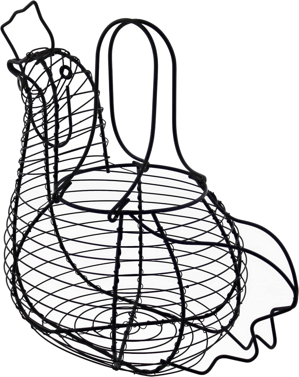 Rural365 Chicken Egg Basket - Chicken Shaped Decorative Black Metal Wire Bask...