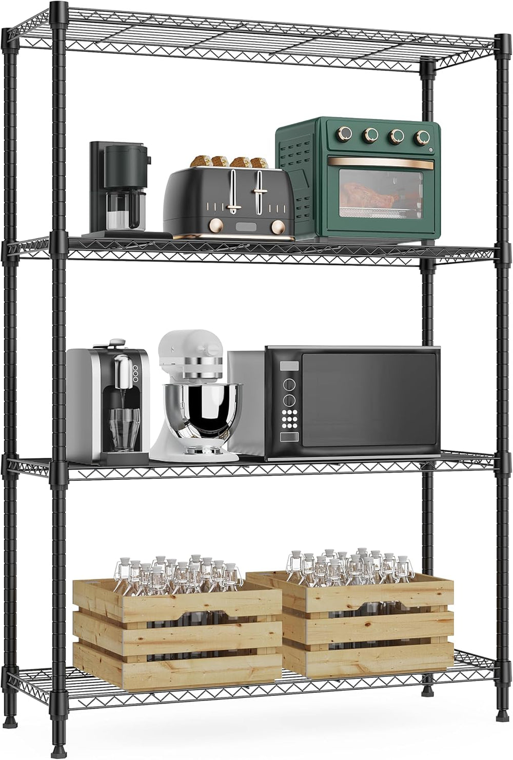 M MZG 1000 lbs 4Tier Shelf Metal Storage Shelves Wire Rack Closet Organizers ...