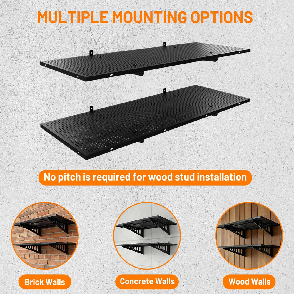 2-Pack 1.5x4ft Garage Wall Shelving, 500 Lbs Heavy Duty Garage Shelving Wall ...