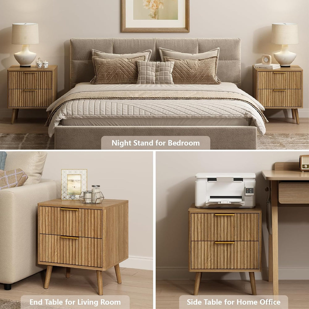 CARPETNAL Fluted Dresser and Nightstand Sets for Bedroom, 3 Pcs Bedroom Set, ...