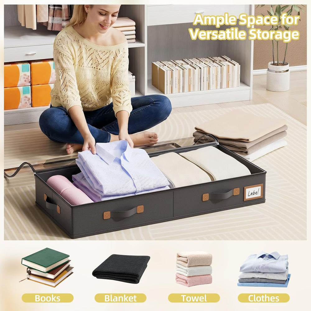 FHSQX Under Bed Storage Container 2Pack 4.5 Inches Low Profile Under-bed Orga...