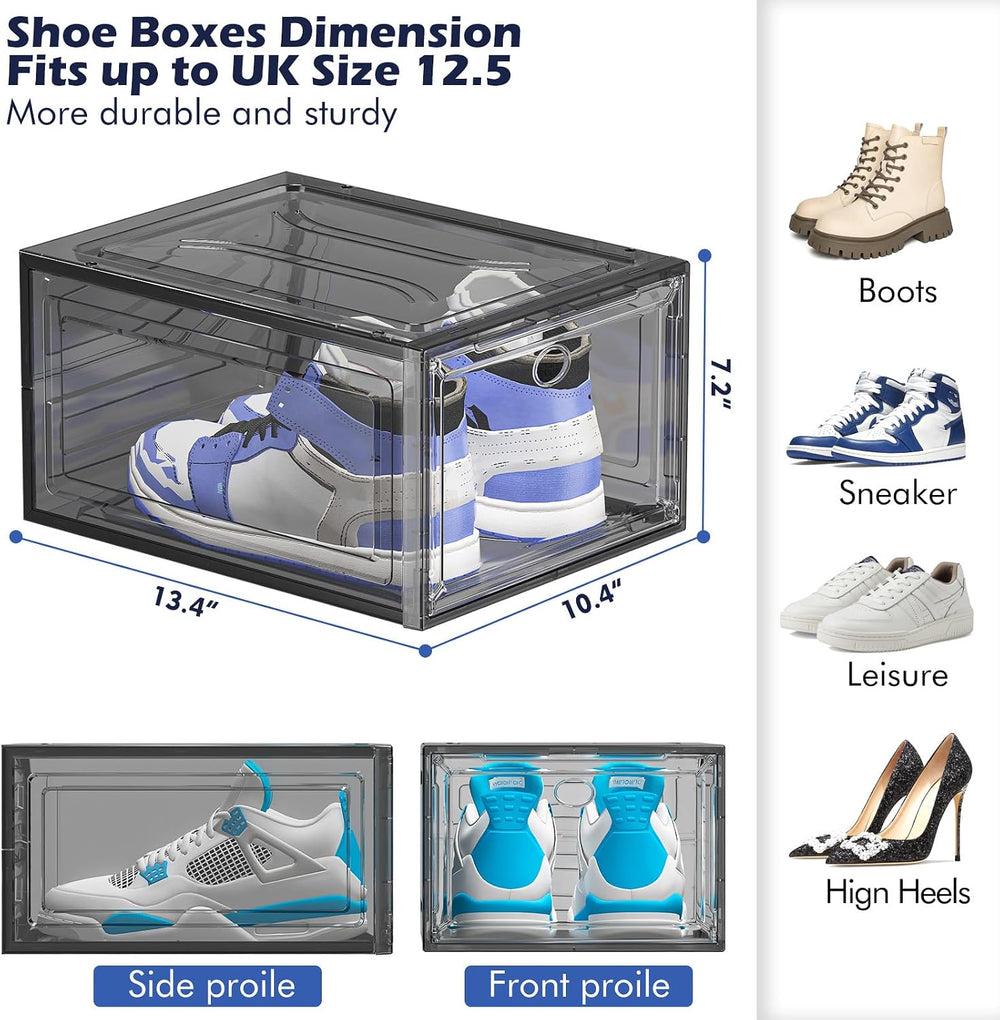 Shoe Storage Box, 9 Pcs Shoe Box Clear Plastic Stackable, Sturdy Foldable Sho...