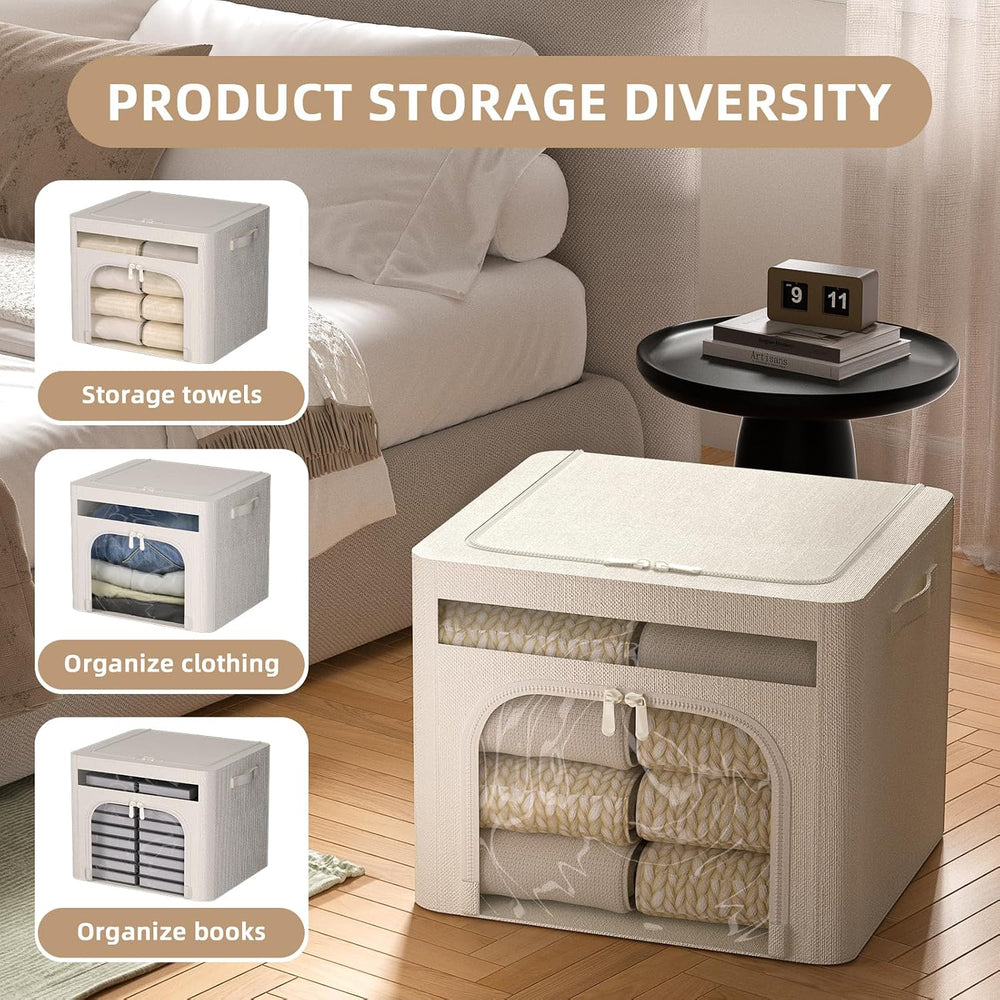 FHSQX 6 Pack Foldable Storage Bins for Clothes Clothes Storage Bins with Meta...