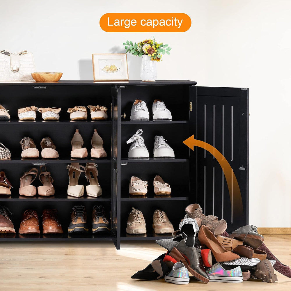 Yaheetech Shoe Cabinet with Doors for Entryway, Closed Storage Rack, Black