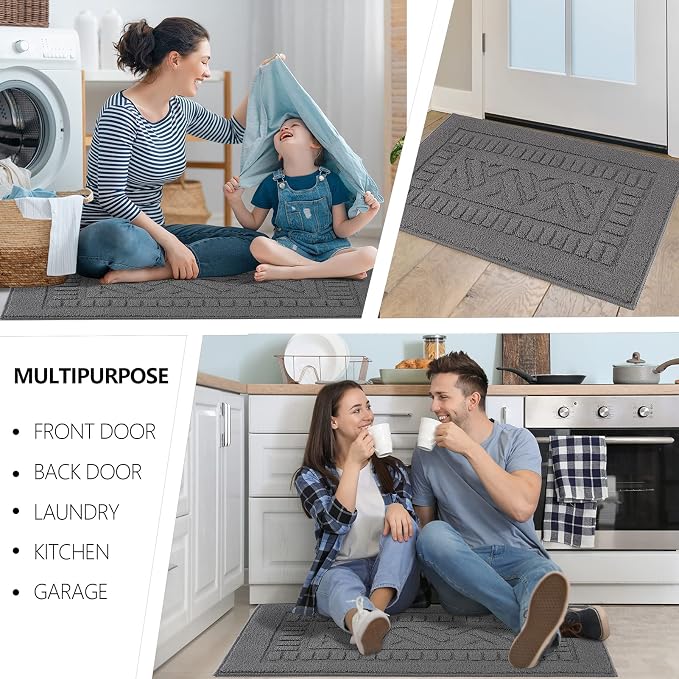 FONEYI Indoor Doormat, Front Back Door Mat Rubber Backing Non Slip Door Mats - Image 6