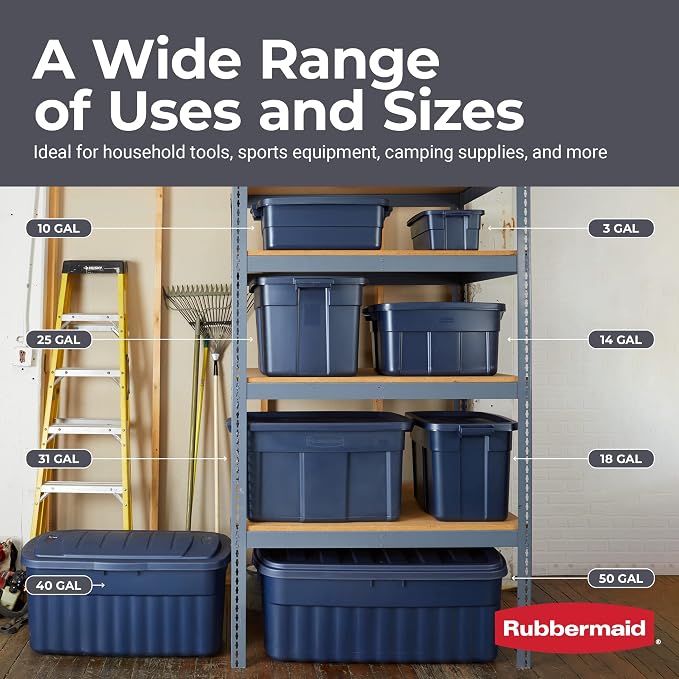 Rubbermaid Roughneck Tote 3 Gal, 6 Pack, Made in USA, Dark Indigo Metallic - Image 7
