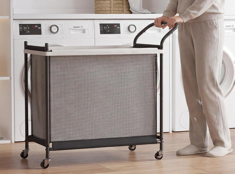 Laundry Hamper 3 Section, Laundry Basket with Wheels-165L, Removable Washable...