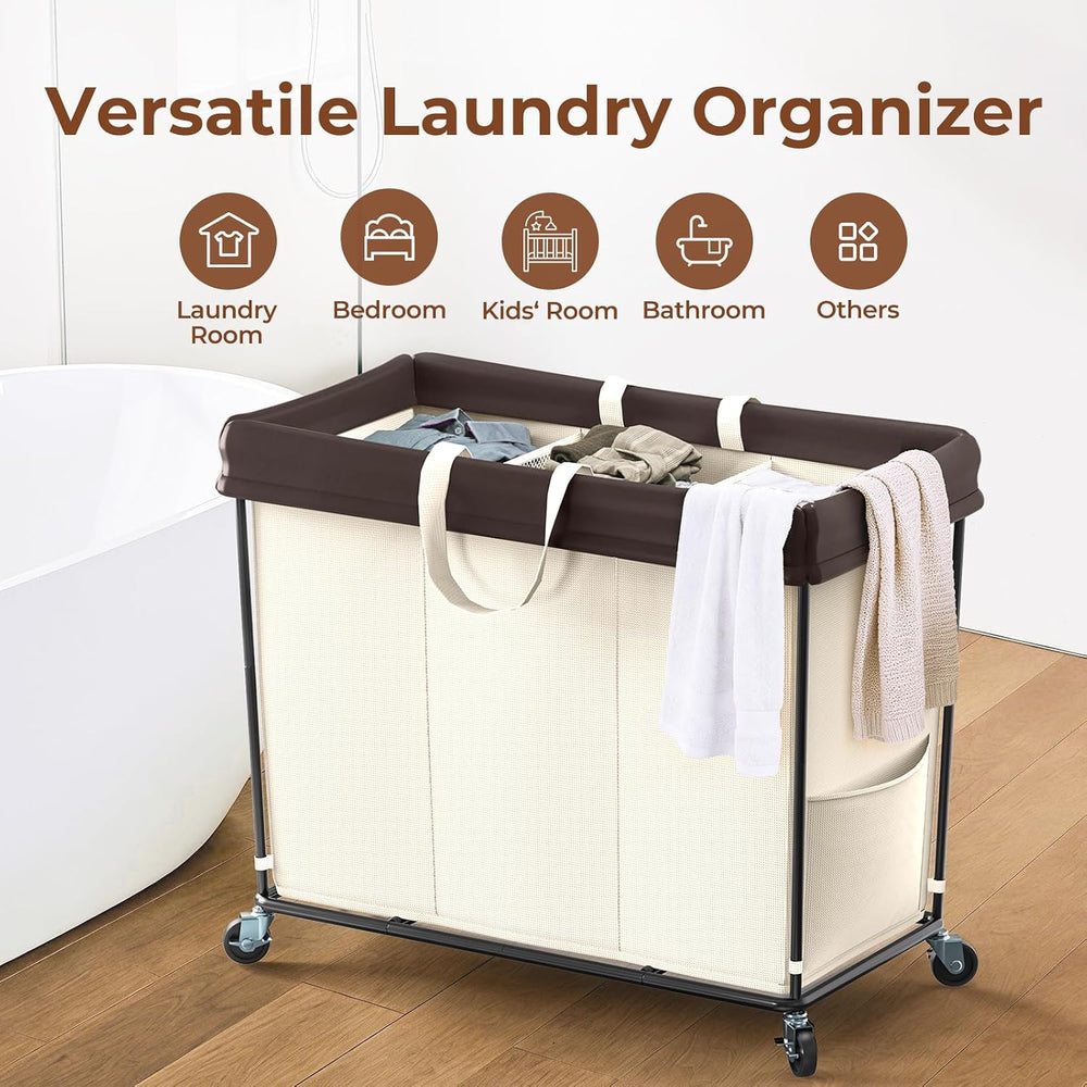 320L Laundry Hamper with Wheels, Large Rolling Laundry Basket with Wheels