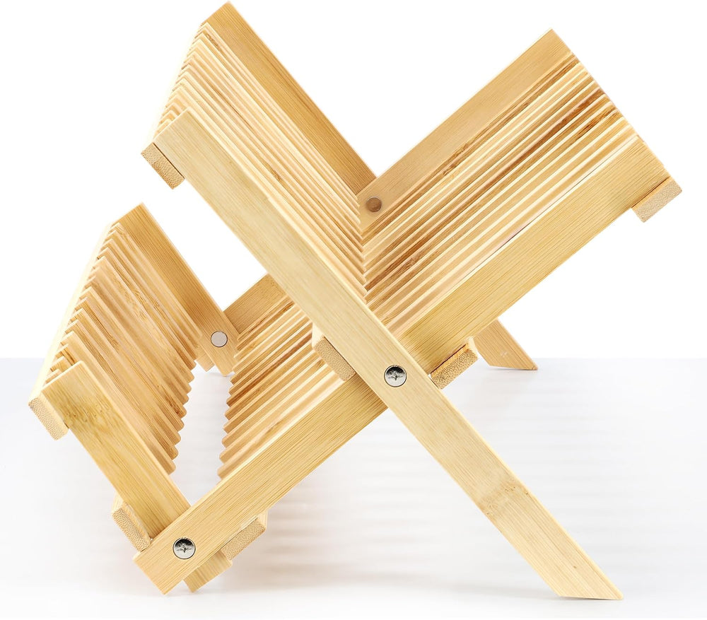 Elama 2-Tier Collapsible Kitchen Bamboo Drying Dish Rack, Collapsible Dish Ra...