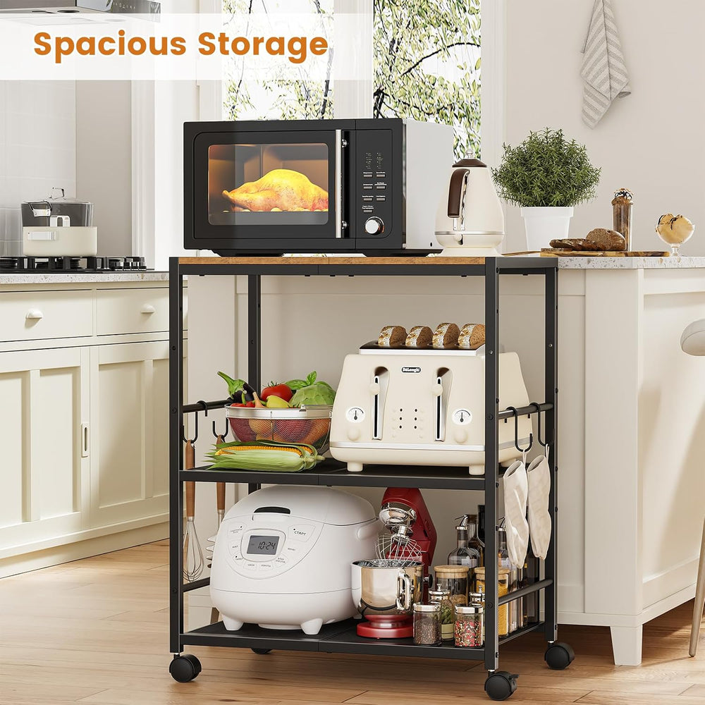3-Tier Microwave Stand, Kitchen Microwave Cart with Adjustable Shelf