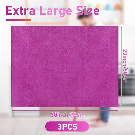 Newwiee 3 Pcs Extra Large Microfiber Cleaning Cloth 30" x 20" Washable Reusable - Image 2