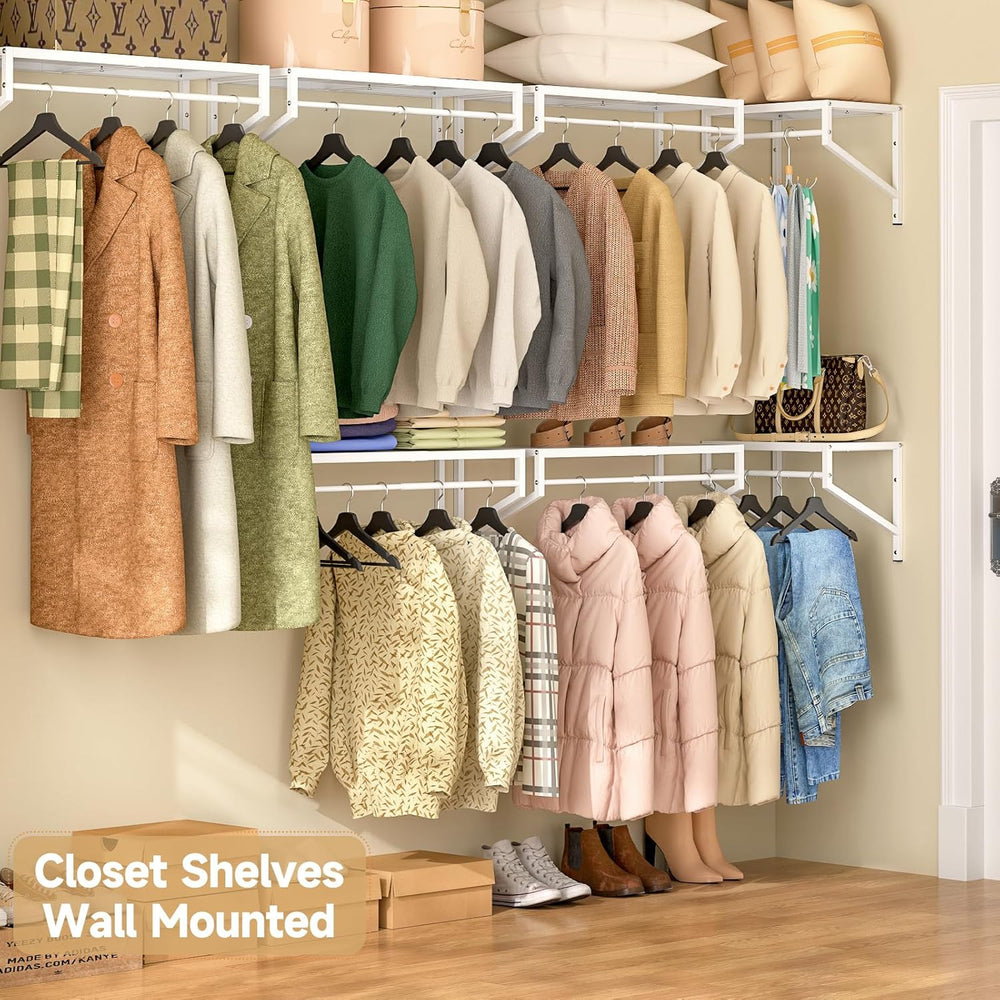 ThreeHio Expandable Closet Shelves Wall Mounted, 2 Pack Closet Shelving with ...