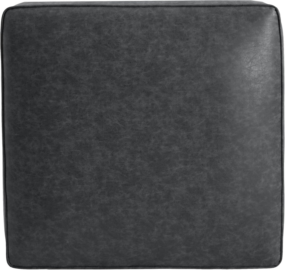 Christopher Knight Home Ellis Faux Leather Ottoman Footstool, Square Pouf Pou...