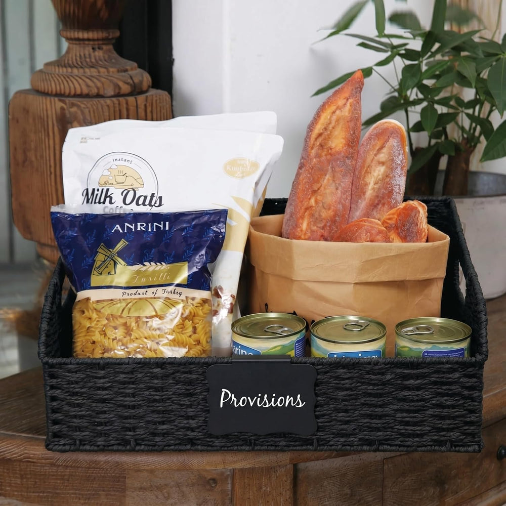 Pantry Baskets for Organizing,Wicker Storage organizers,3Pack,Black
