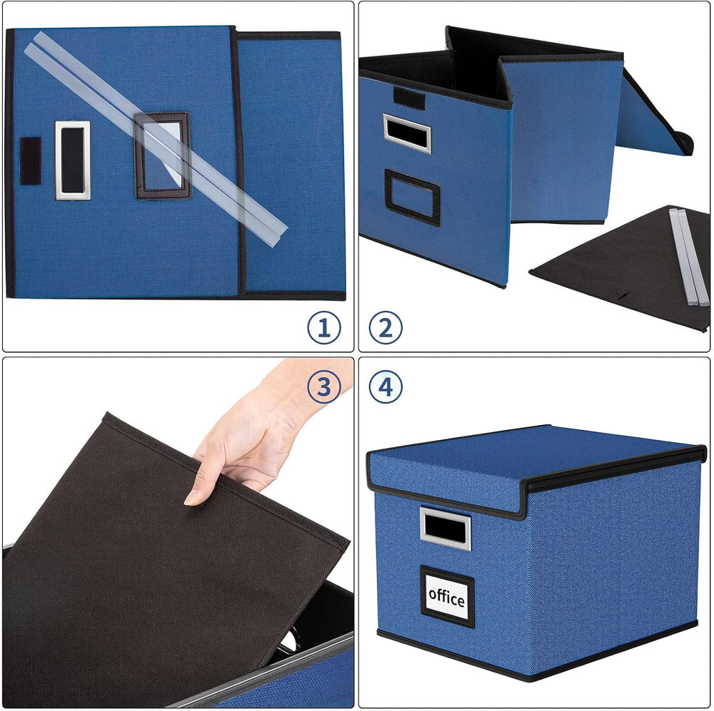 File Organizer Box with Lids, Collapsible File Folder Organizer