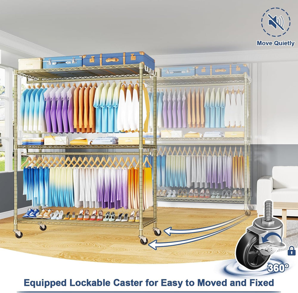 ULIFHOME P8 Max Heavy Duty Clothes Rack(With Extended Width Design) Rolling C...