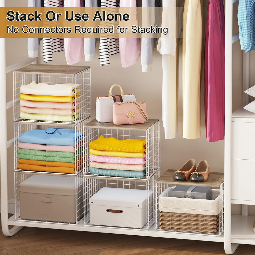 6 Pack Closet Organizers And Storage, Stackable Closet Shelf Organizer Storag...