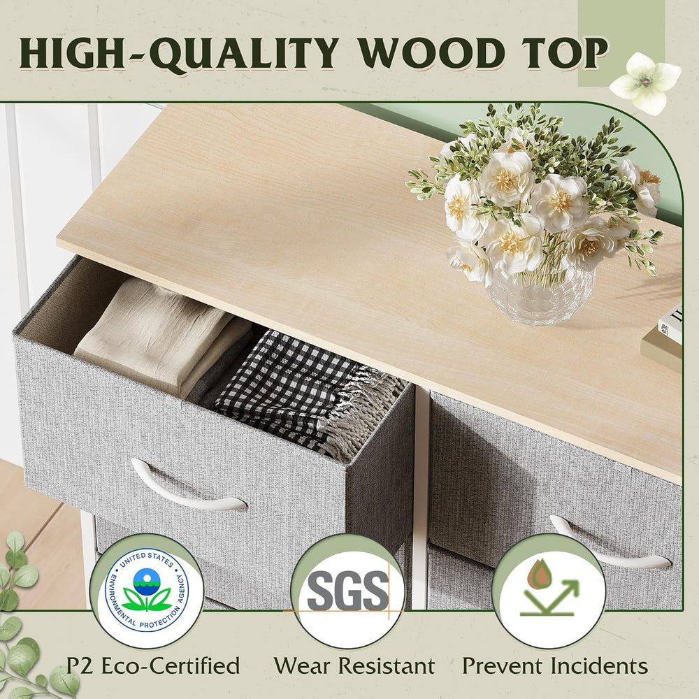 WLIVE Dresser for Bedroom with 6 Drawers, Light Grey