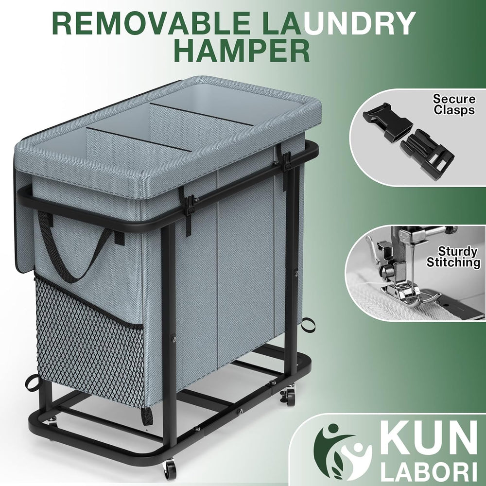 Laundry Basket with Lid,230L Rolling Laundry Hamper with Wheels,Grey