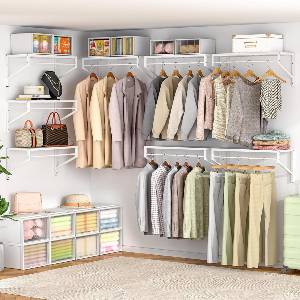 ThreeHio Expandable Closet Shelves Wall Mounted, 2 Pack Closet Shelving with ...