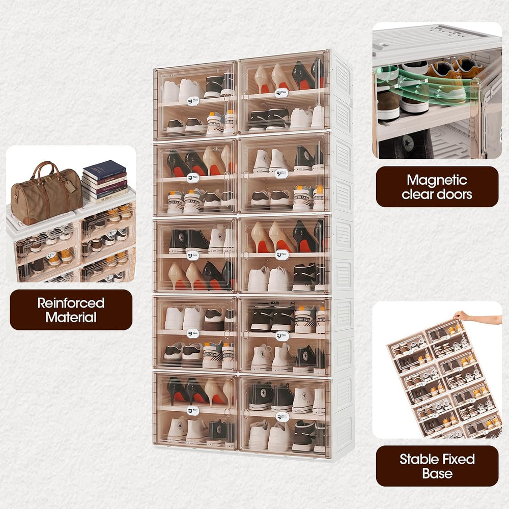 White Shoe Rack Organizer for 24 Pairs of Folding Design