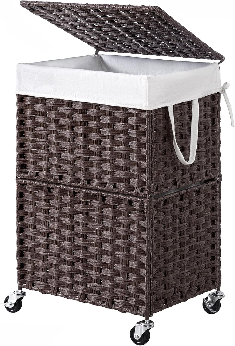 Chrislley Wicker Laundry Basket with Wheels,Rolling Laundry Hamper with Lid