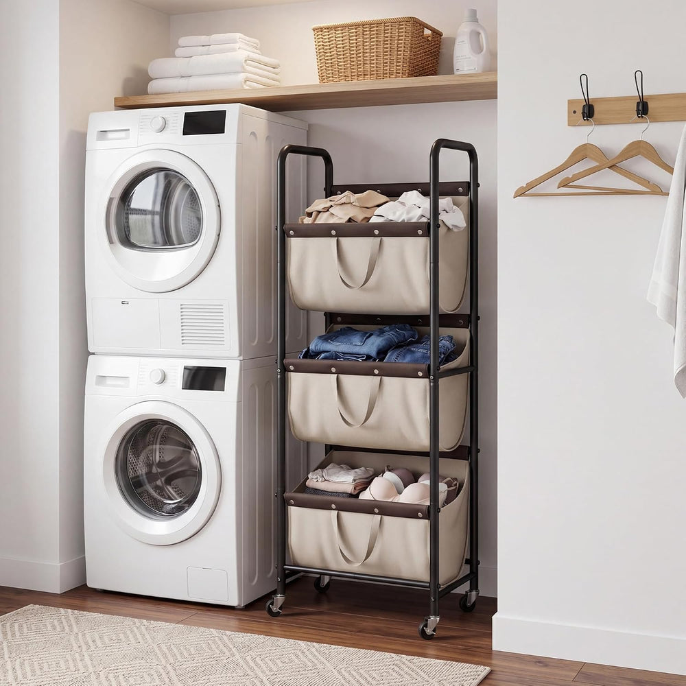 GRANNY SAYS 3 Tiered Laundry Sorter, Narrow Hamper Cart with Wheels