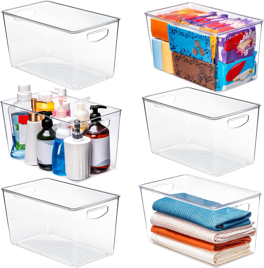 theaoo XLarge Clear Storage Bins with Lids, Stackable Containers, 6 Pack