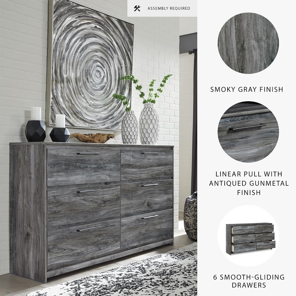 Signature Design by Ashley Baystorm 6 Drawer Bedroom Dresser, Smoky Gray