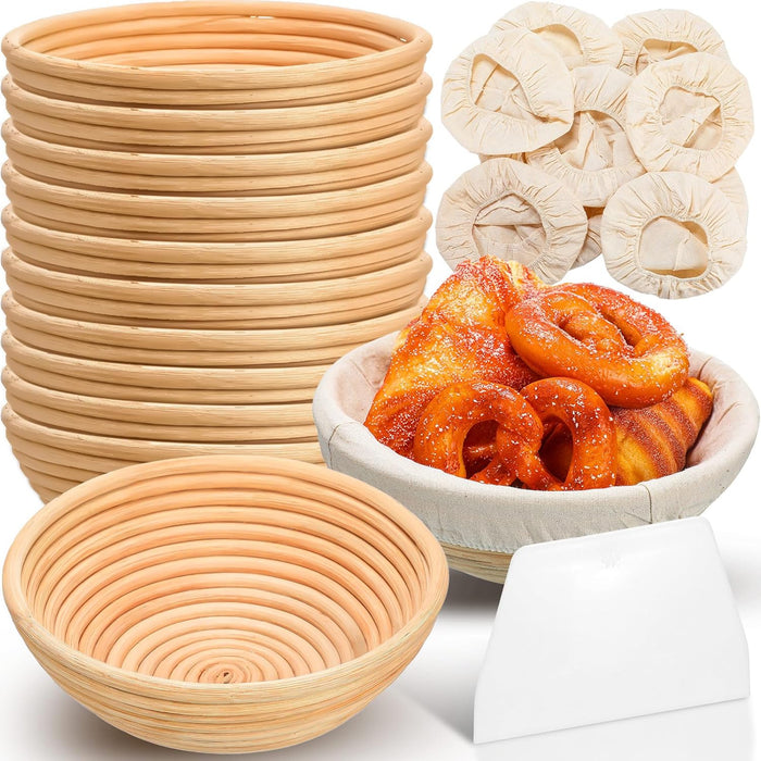 Gejoy 8 Pack Oval Banneton Bread Proofing Basket Sourdough Bowl 9 Inch