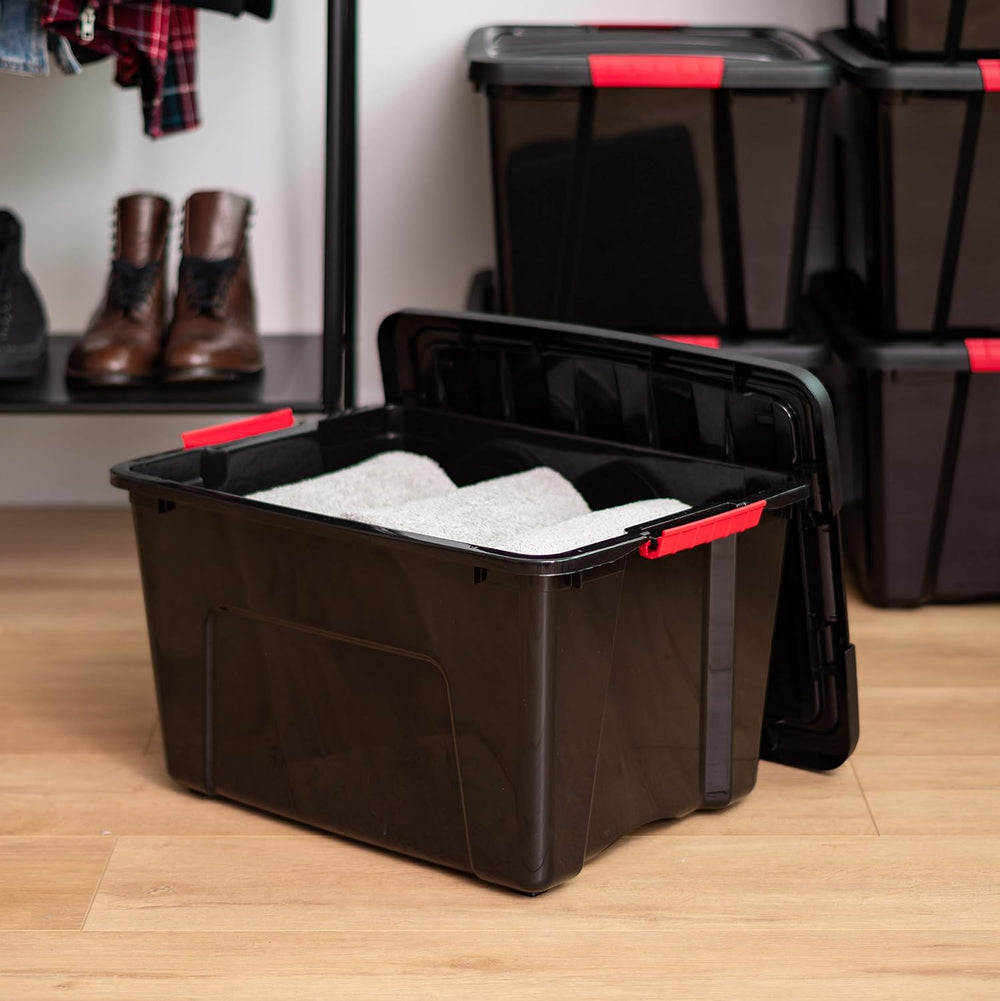 IRIS USA 6-Pack 40 Quart Storage Bins with Lids, Black