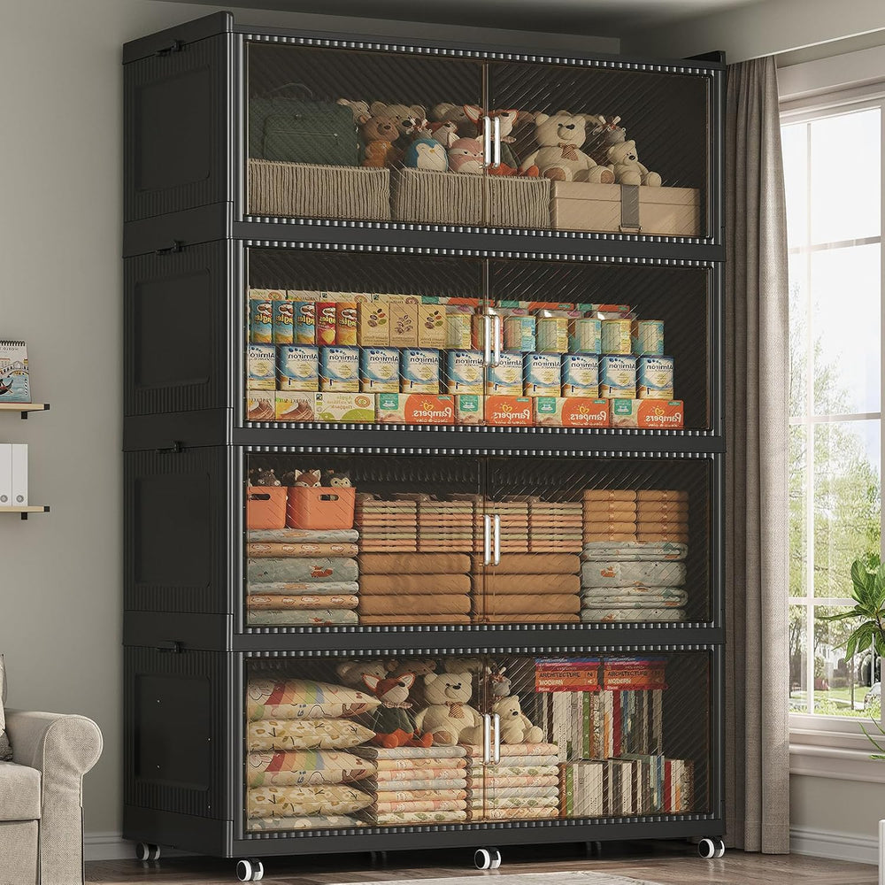 1280QT Storage Bins with Lid Extra Large Stackable Closet Organizer Plastic C...