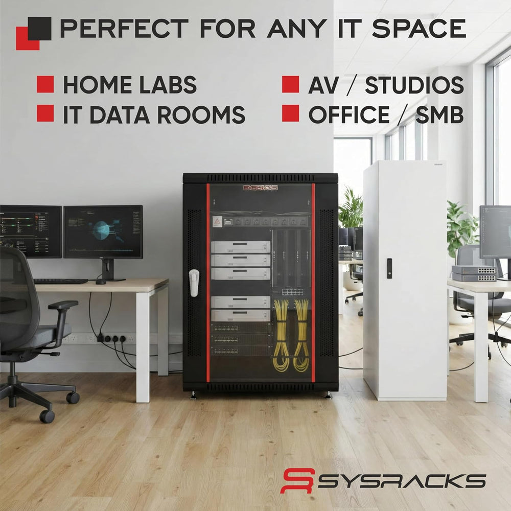 18U Wall Mount Server Rack Cabinet 24” Deep, 19” Network & AV Enclosure f...