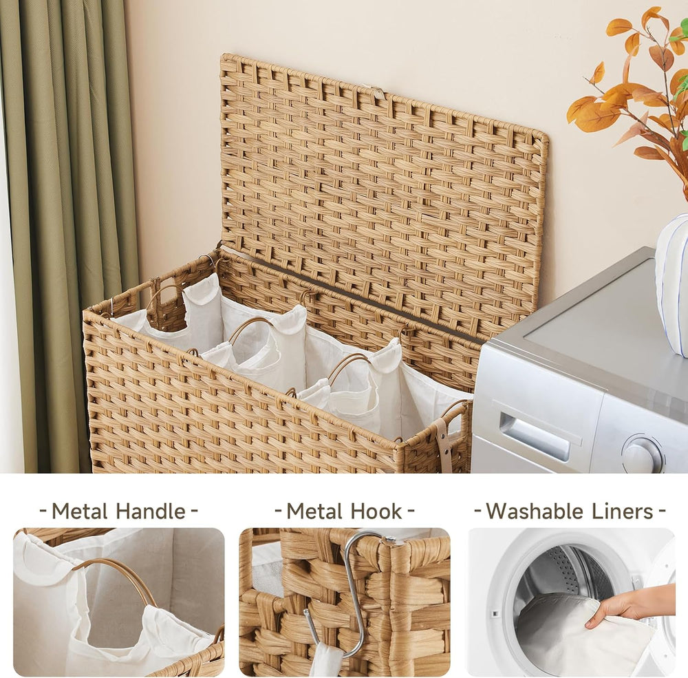 Laundry Hamper with Wheels, 34.3 Gallon(130L) Rolling Laundry Basket with Lid...