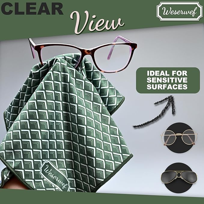 WESERWEF Design Microfiber Glasses Cleaning Cloth – Premium Cleaning Cloth - Image 6