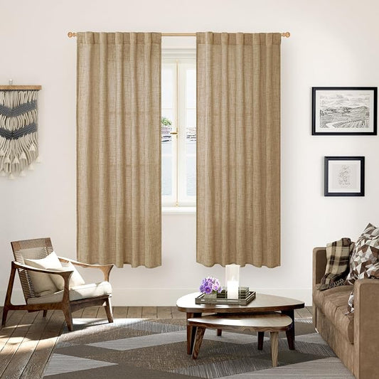 YoungsTex Toffee Linen Curtains 72 Inch Length - Image 2