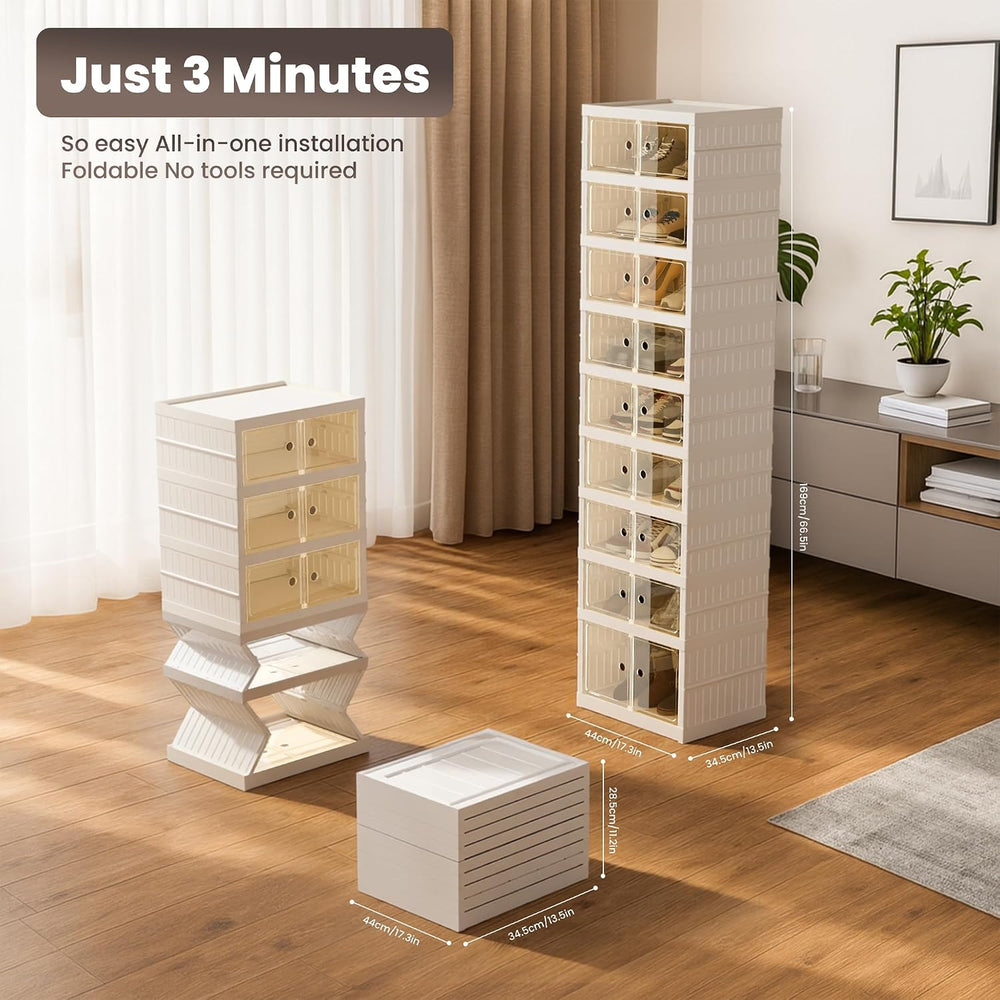 Foldable Shoe Organizer Storage Box, Portable Extra Large Folding Shoe Rack f...