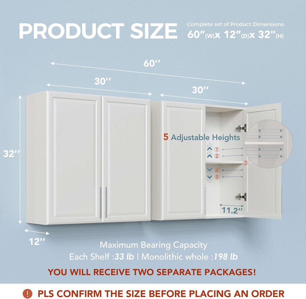 Furnaza 60" W Laundry Room Wall Cabinet with Adjustable Shelf