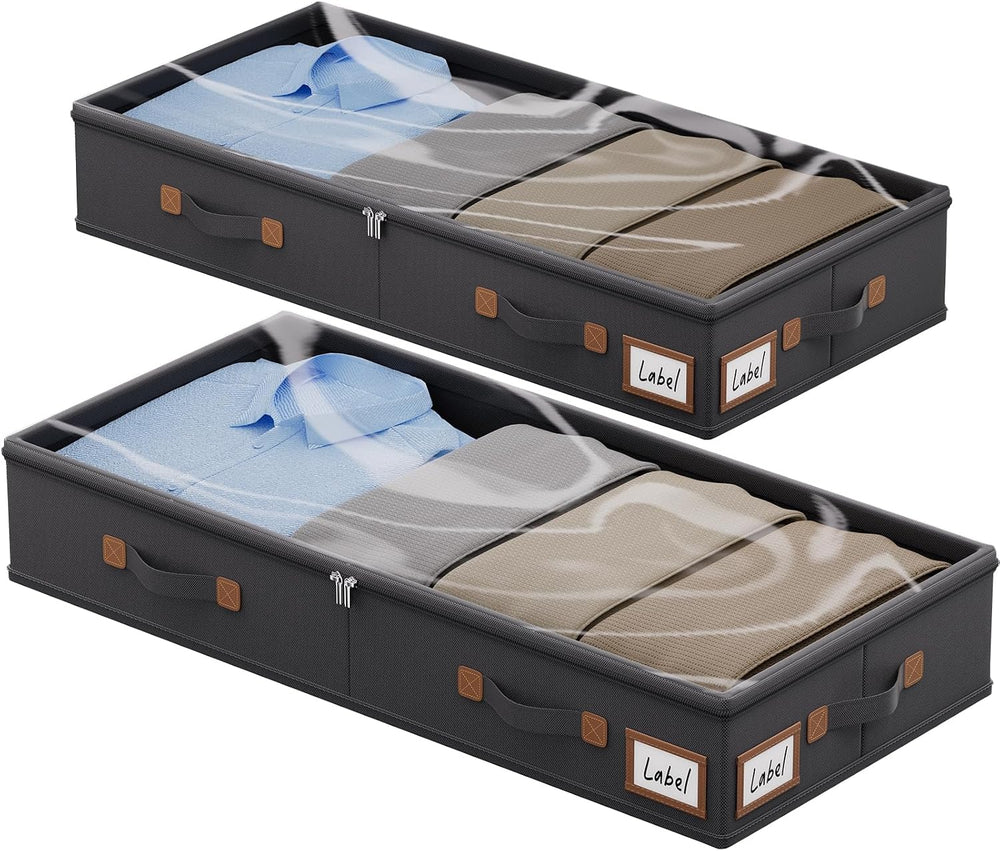 FHSQX Under Bed Storage Container 2Pack 4.5 Inches Low Profile Under-bed Orga...