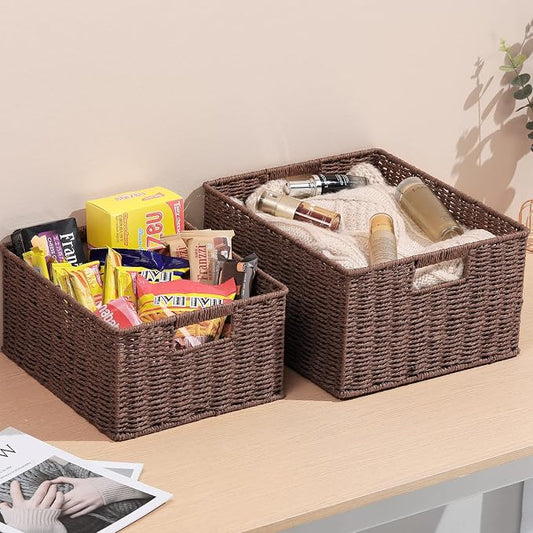 HOONEX Large Woven Storage Baskets, Paper Rope - Image 2